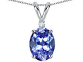 Star K Oval 8x6mm Genuine Tanzanite Rabbit Ear Pendant Necklace