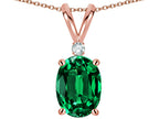 Star K Oval 8x6mm Simulated Emerald Rabbit Ear Pendant Necklace