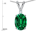 Star K Oval 8x6mm Simulated Emerald Rabbit Ear Pendant Necklace