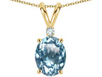 Star K Oval 8x6mm Genuine Sky Blue Topaz Rabbit Ear Pendant Necklace