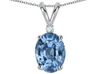 Star K Oval 8x6mm Simulated Aquamarine Rabbit Ear Pendant Necklace