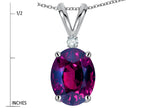 Star K Oval 8x6mm Genuine Rhodolite Rabbit Ear Pendant Necklace