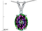Star K Oval 8x6mm Rainbow Mystic Topaz Rabbit Ear Pendant Necklace