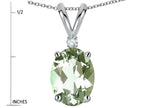 Star K Oval 8x6mm Genuine Green Amethyst Rabbit Ear Pendant Necklace
