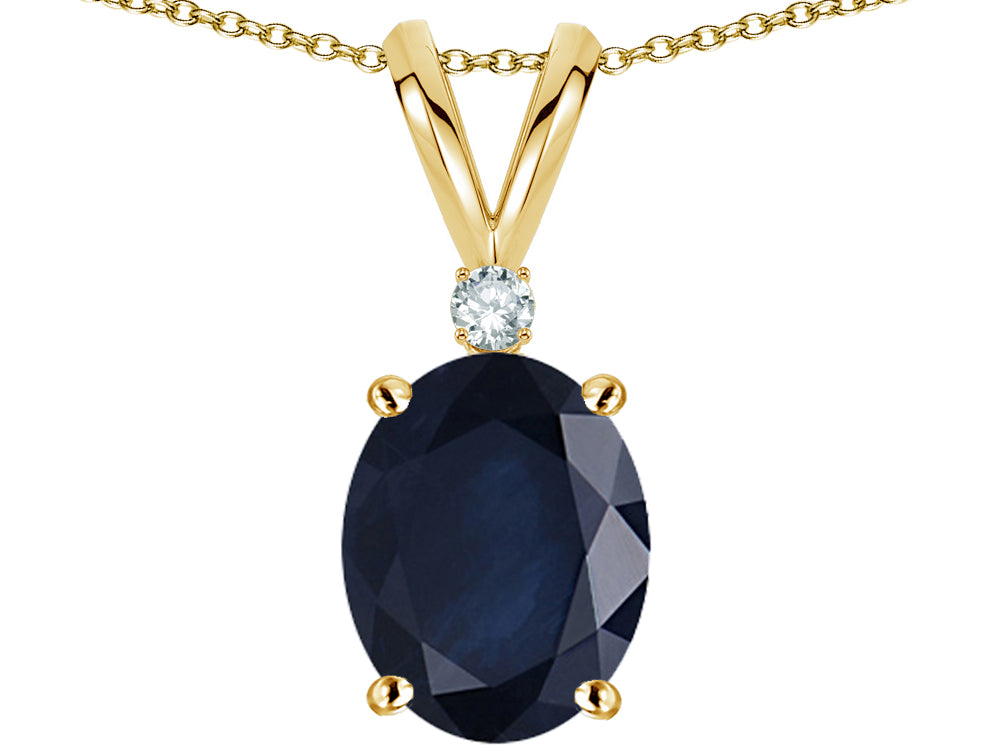 Star K Oval 8x6mm Genuine Dark Sapphire Rabbit Ear Pendant Necklace