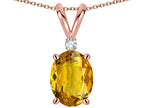Star K Oval 8x6mm Genuine Citrine Rabbit Ear Pendant Necklace