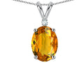 Star K Oval 8x6mm Genuine Citrine Rabbit Ear Pendant Necklace
