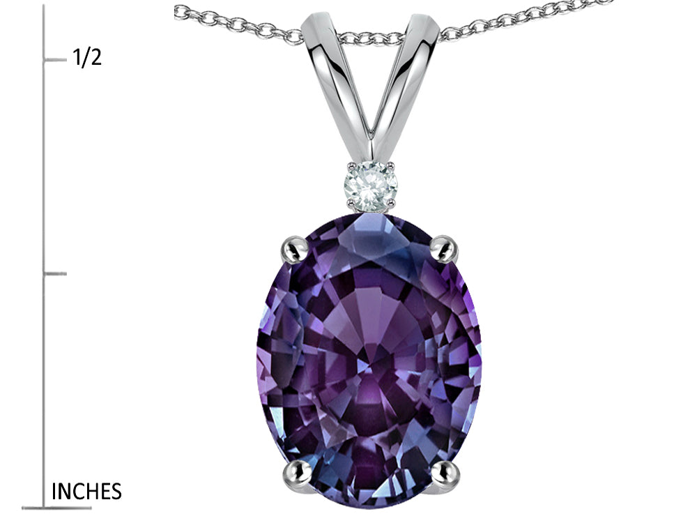 Star K Oval 8x6mm Simulated Alexandrite Rabbit Ear Pendant Necklace