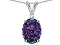 Star K Oval 8x6mm Simulated Alexandrite Rabbit Ear Pendant Necklace