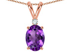 Star K Oval 7x5mm Genuine Amethyst Pendant Necklace