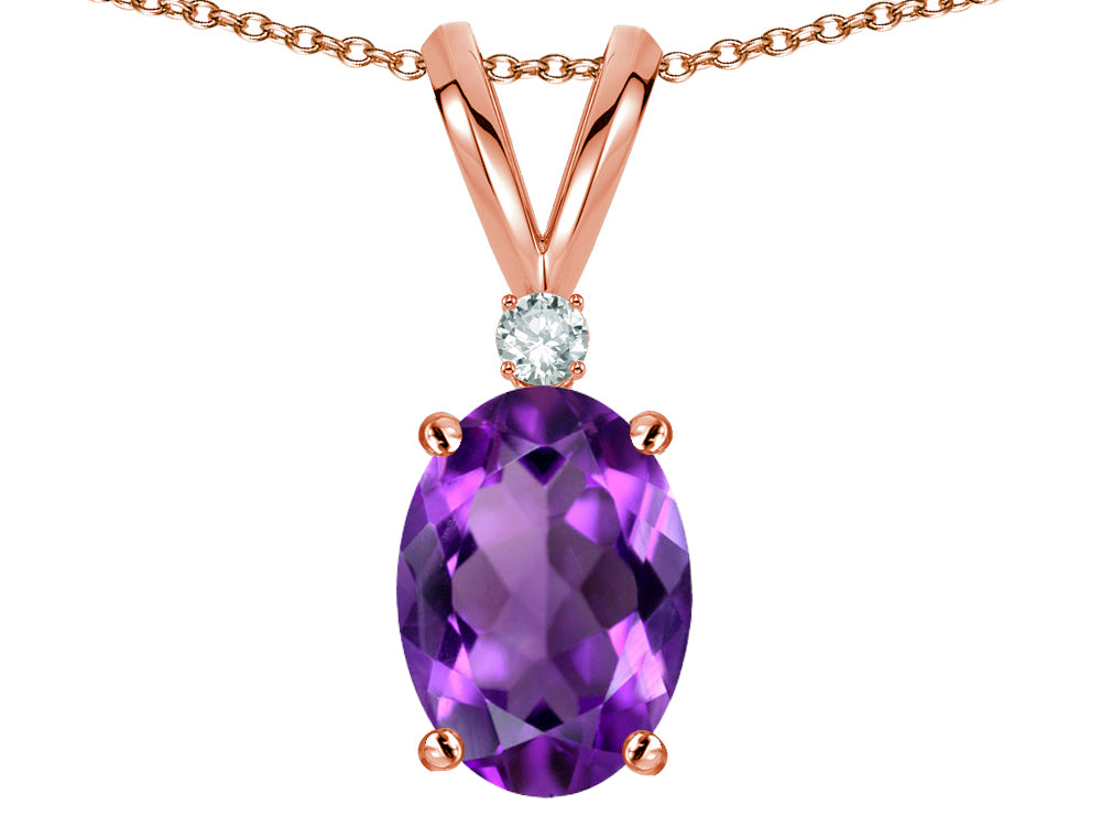 Star K Oval 7x5mm Genuine Amethyst Pendant Necklace