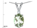 Star K Oval 7x5mm Genuine Green Amethyst Pendant Necklace