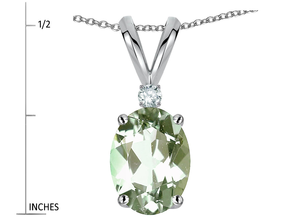 Star K Oval 7x5mm Genuine Green Amethyst Pendant Necklace