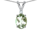 Star K Oval 7x5mm Genuine Green Amethyst Pendant Necklace