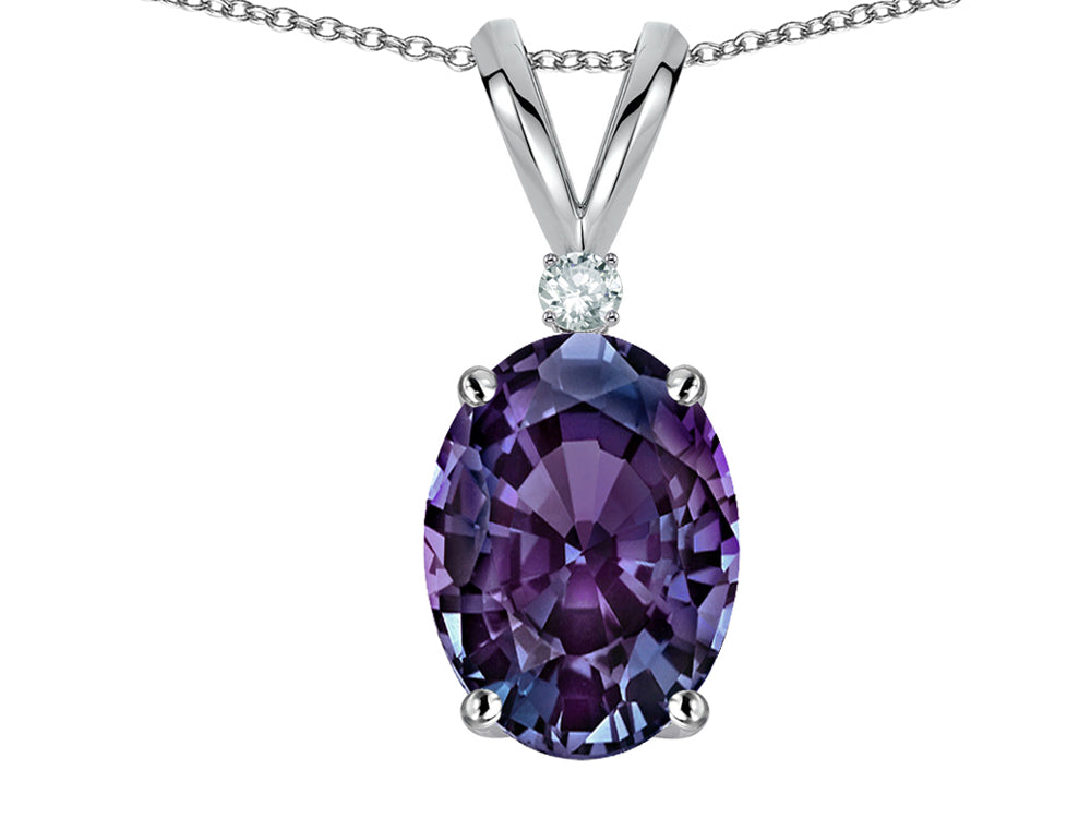 Star K Oval 7x5mm Simulated Alexandrite Pendant Necklace