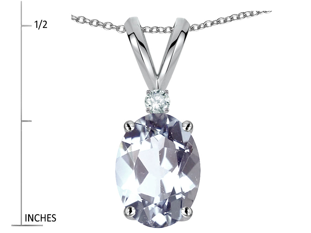 Star K Oval 7x5mm Genuine Aquamarine Pendant Necklace