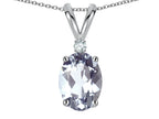 Star K Oval 7x5mm Genuine Aquamarine Pendant Necklace