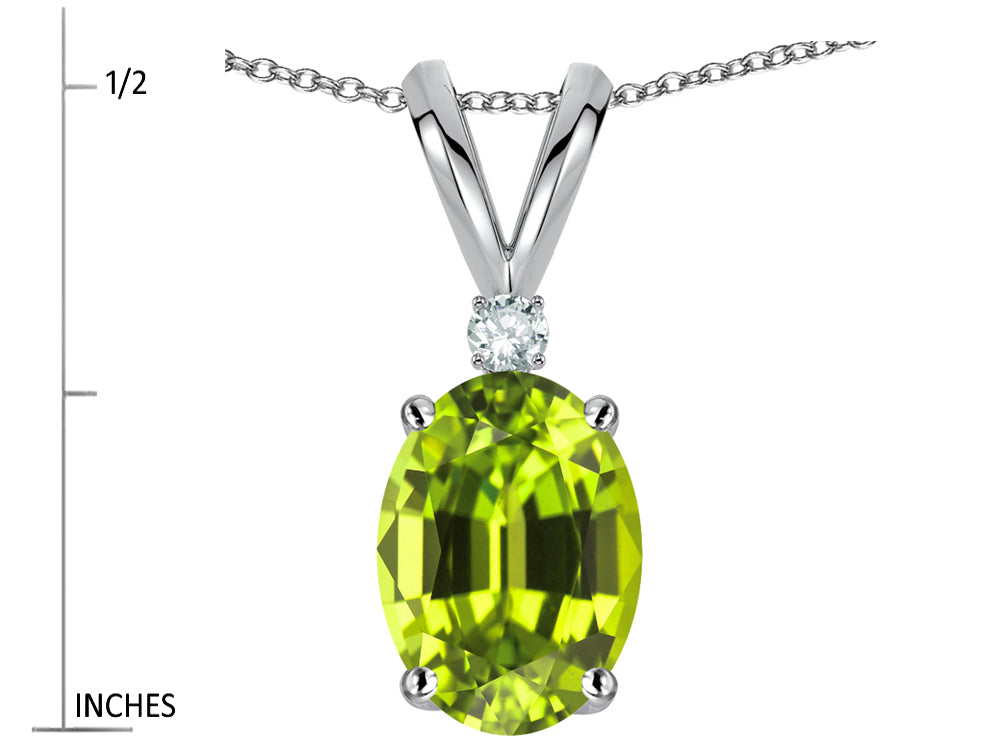 Star K Oval 7x5mm Genuine Peridot Pendant Necklace