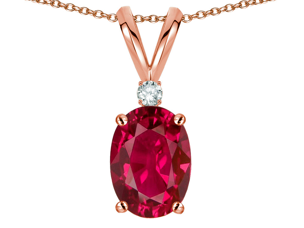 Star K Oval 7x5mm Created Ruby Pendant Necklace