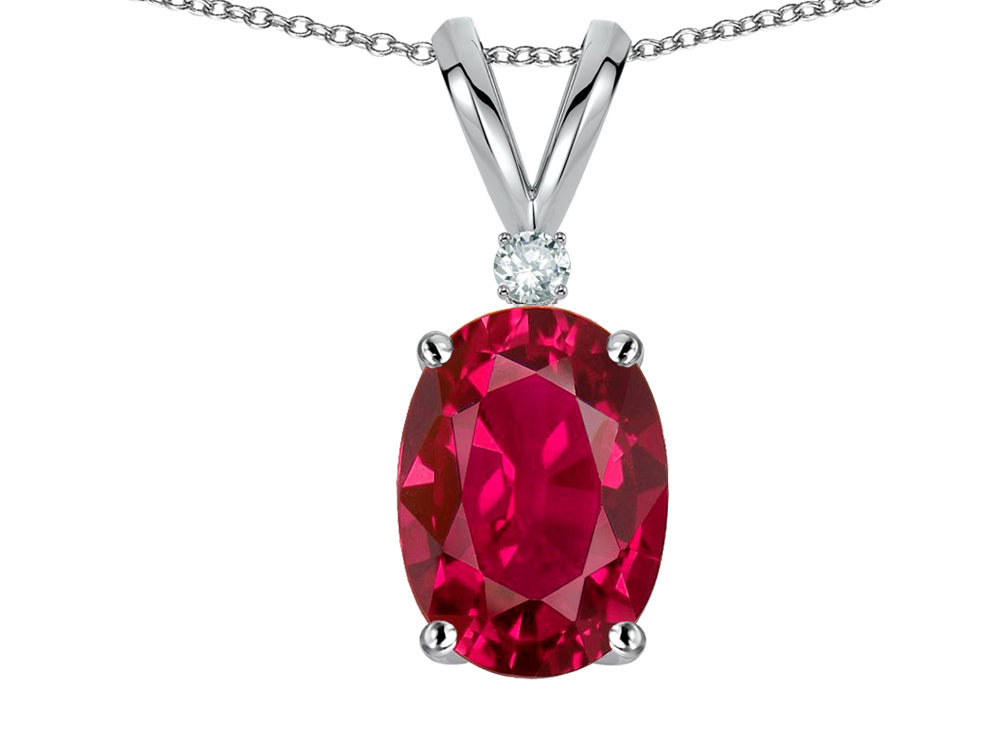 Star K Oval 7x5mm Created Ruby Pendant Necklace