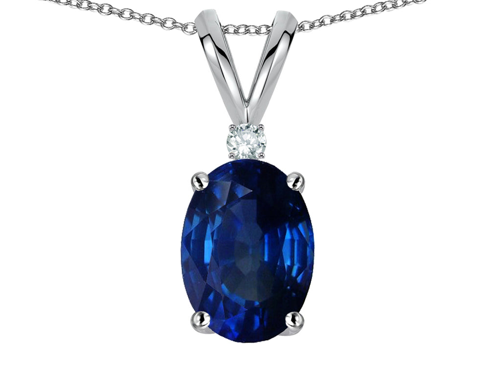 Star K Oval 7x5mm Created Sapphire Pendant Necklace