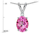 Star K Oval 7x5mm Created Pink Sapphire Pendant Necklace