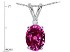 Star K Oval 7x5mm Simulated Pink Tourmaline Pendant Necklace