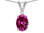 Star K Oval 7x5mm Simulated Pink Tourmaline Pendant Necklace