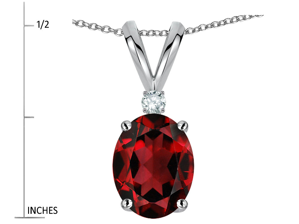 Star K Oval 7x5mm Genuine Garnet Pendant Necklace