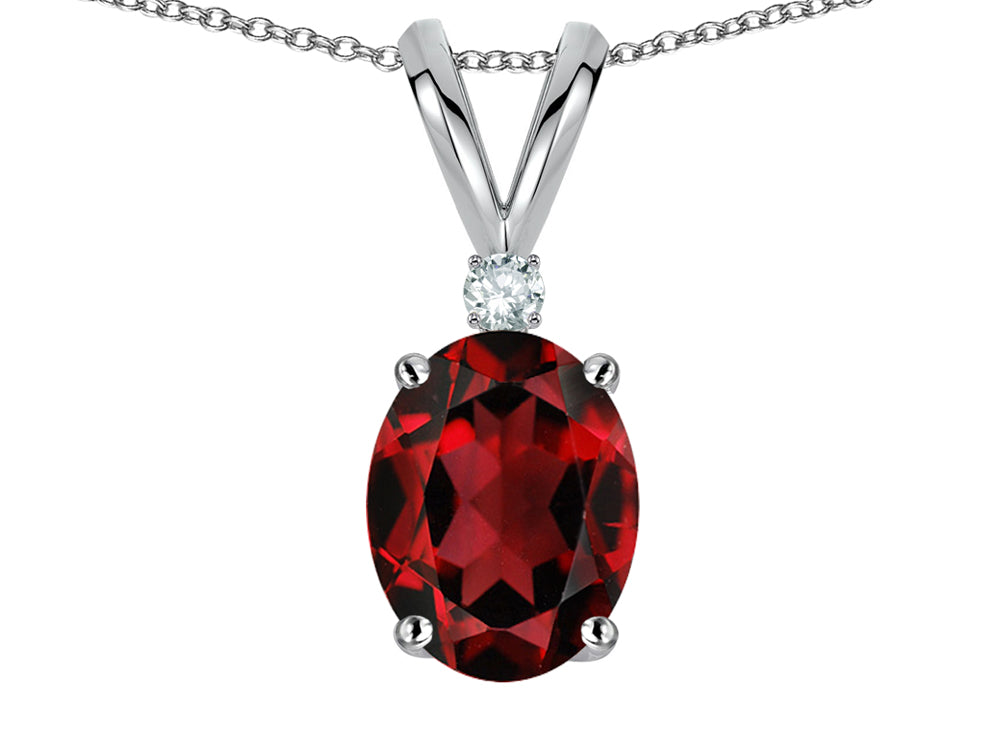Star K Oval 7x5mm Genuine Garnet Pendant Necklace