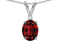 Star K Oval 7x5mm Genuine Garnet Pendant Necklace