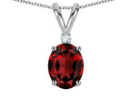 Star K Oval 7x5mm Genuine Garnet Pendant Necklace