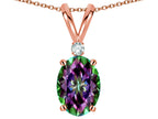 Star K Oval 7x5mm Rainbow Mystic Topaz Pendant Necklace
