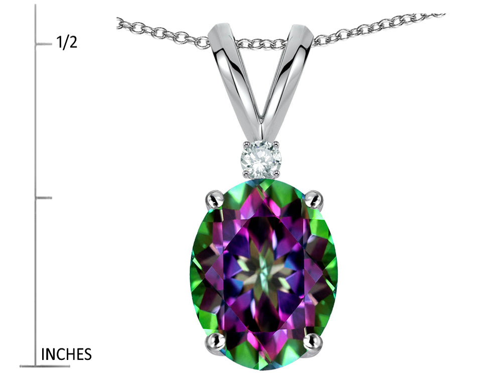 Star K Oval 7x5mm Rainbow Mystic Topaz Pendant Necklace