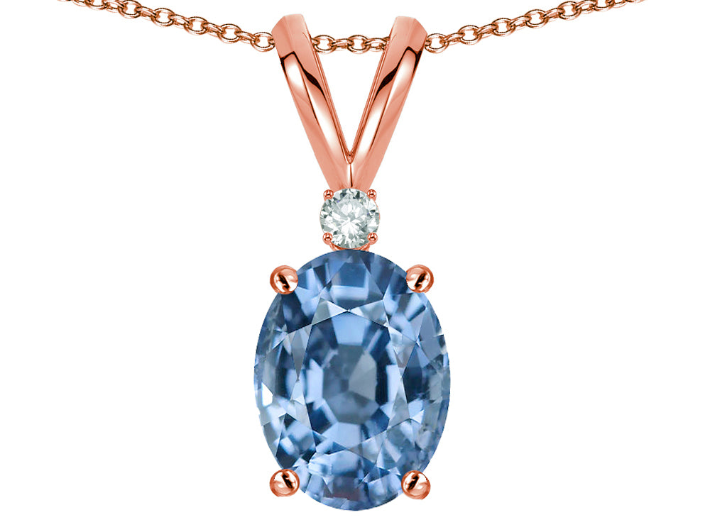 Star K Oval 7x5mm Simulated Aquamarine Pendant Necklace