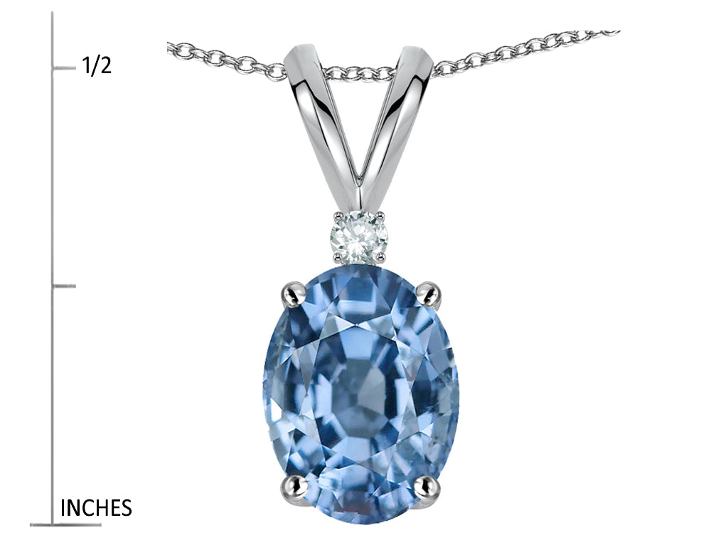 Star K Oval 7x5mm Simulated Aquamarine Pendant Necklace