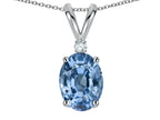 Star K Oval 7x5mm Simulated Aquamarine Pendant Necklace