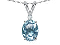 Star K Oval 7x5mm Genuine Sky Blue Topaz Pendant Necklace