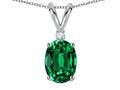 Star K Oval 7x5mm Simulated Emerald Pendant Necklace