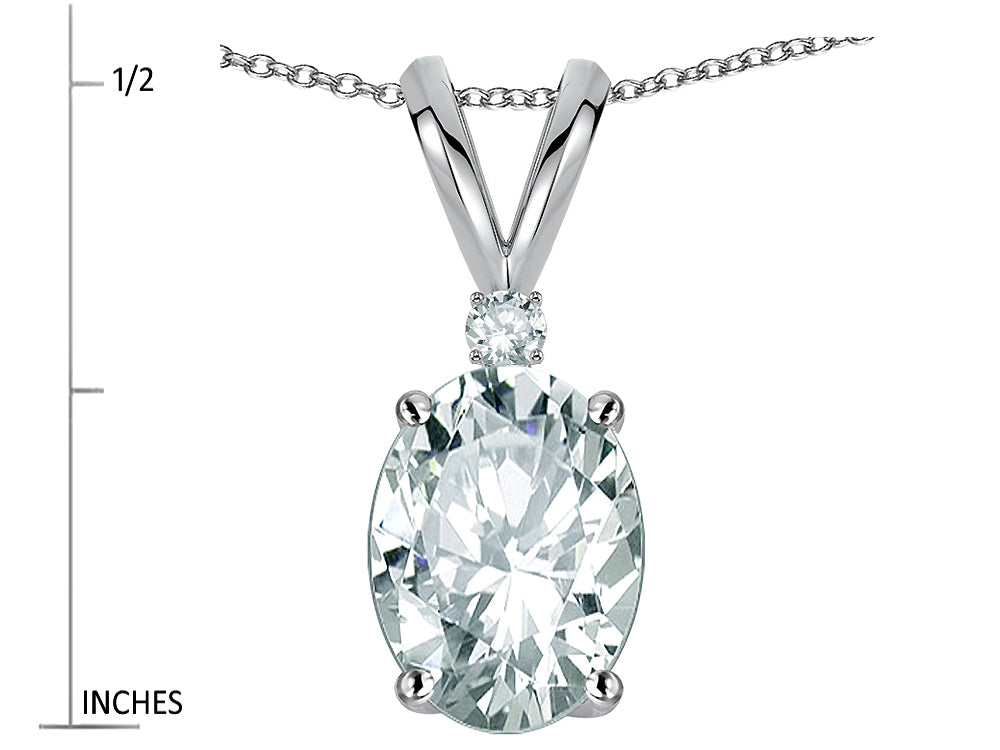 Star K Oval 7x5mm Genuine White Topaz Pendant Necklace