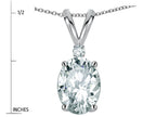 Star K Oval 7x5mm Genuine White Topaz Pendant Necklace