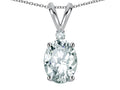 Star K Oval 7x5mm Genuine White Topaz Pendant Necklace