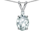 Star K Oval 7x5mm Genuine White Topaz Pendant Necklace