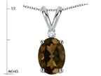 Star K Oval 7x5mm Genuine Smoky Quartz Pendant Necklace