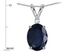 Star K Oval 7x5mm Genuine Sapphire Classic Rabbit Ears Pendant Necklace