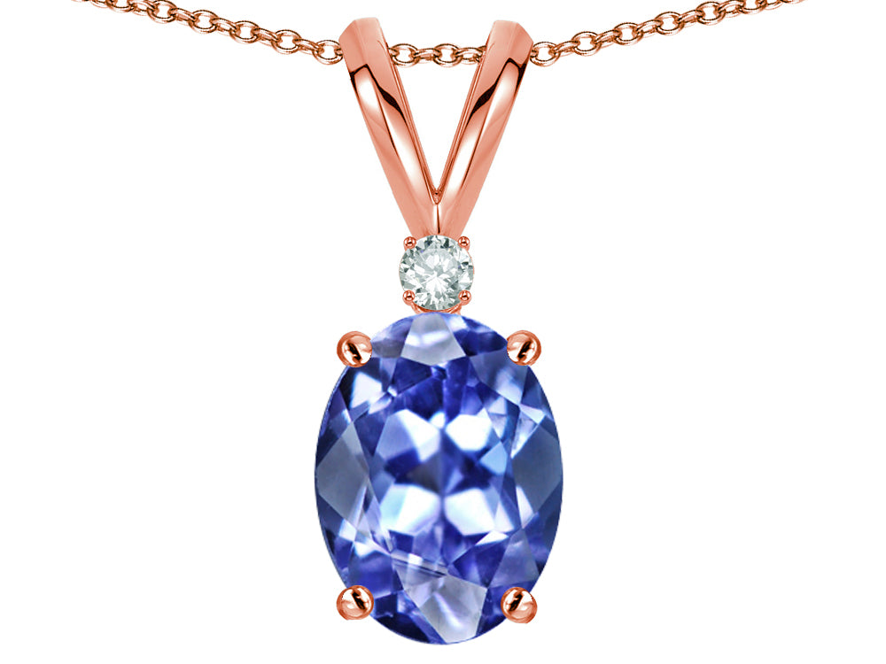 Star K Oval 7x5mm Genuine Tanzanite Classic Rabbit Ears Pendant Necklace