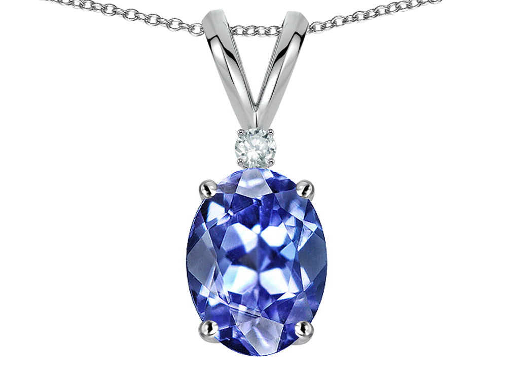 Star K Oval 7x5mm Genuine Tanzanite Classic Rabbit Ears Pendant Necklace
