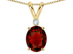 Star K Oval 7x5mm Genuine Garnet Classic Rabbit Ears Pendant Necklace
