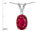 Star K Oval 7x5mm Created Ruby Classic Rabbit Ears Pendant Necklace