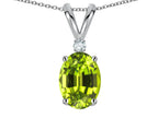 Star K Oval 7x5mm Genuine Peridot Classic Rabbit Ears Pendant Necklace